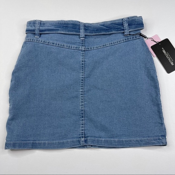 Pretty Little Thing Skirt Denim Blue Jean Boho   Concert Summer Festival New - Picture 4 of 9